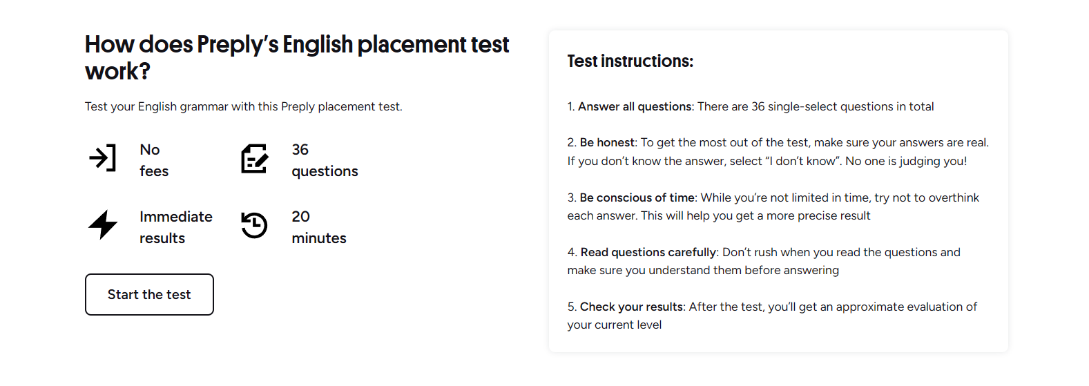 Screenshot showing completion screen of Preply English test with CEFR result