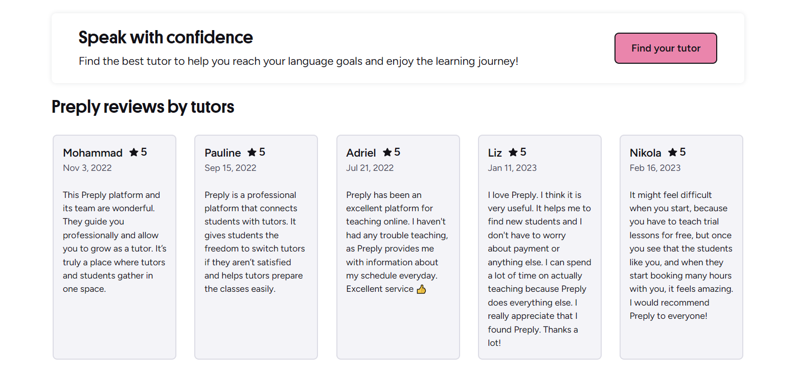 Collage of tutor review excerpts showing pros and cons