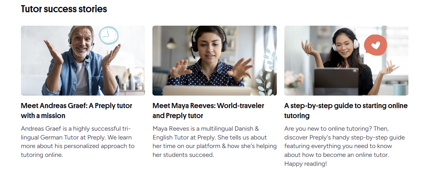 Preply become a tutor application page