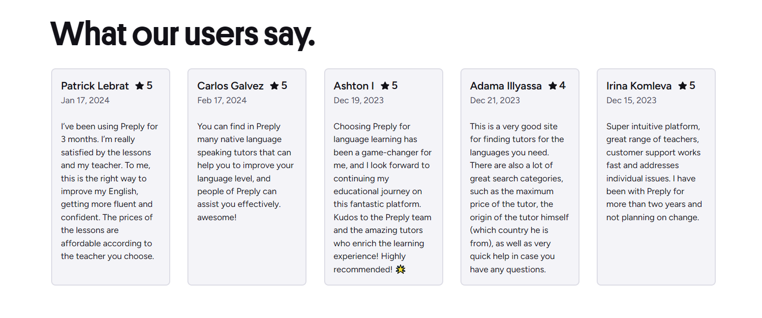 Preply feedback interface showing tutor corrections on student writing