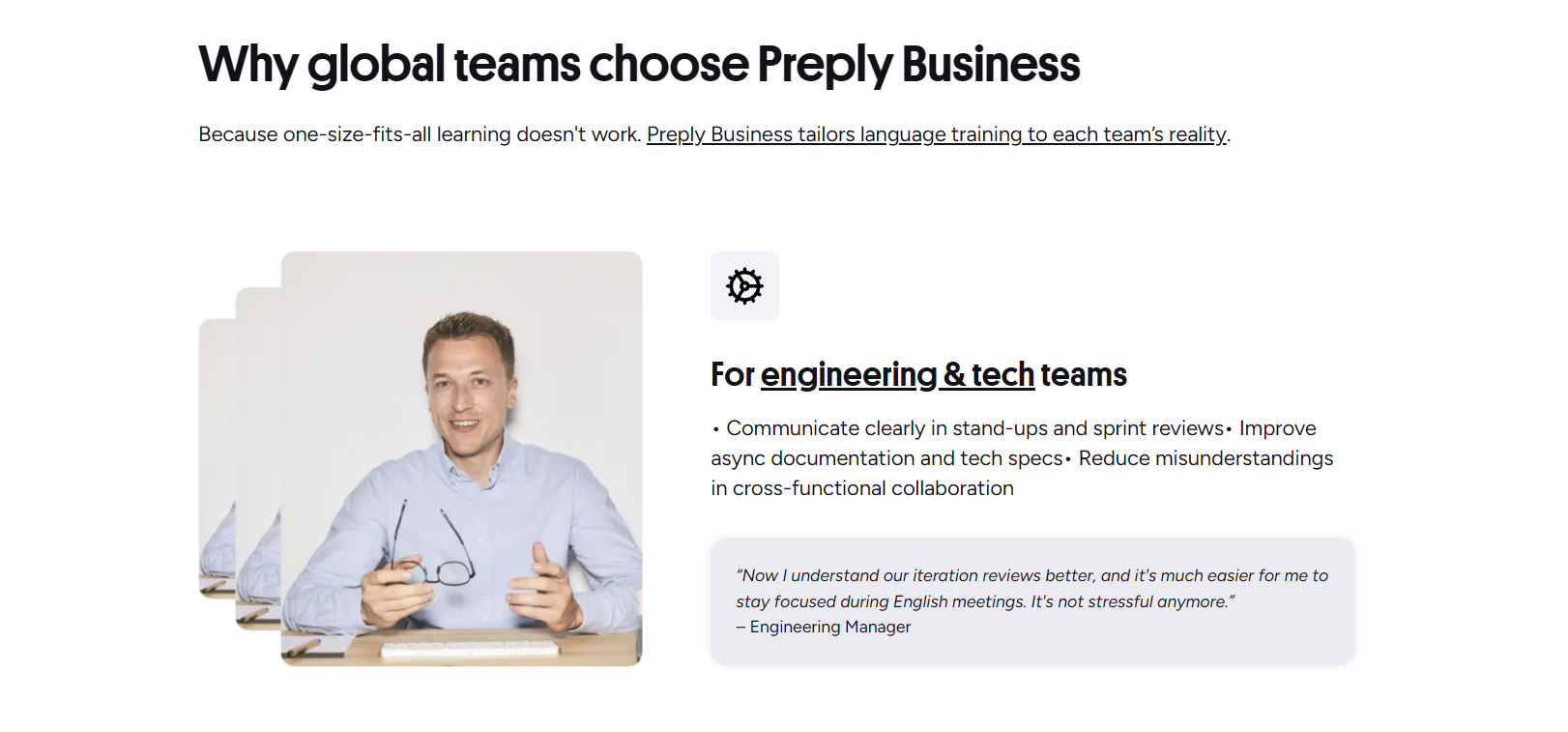 Preply for Business dashboard showing team progress and tutor assignments